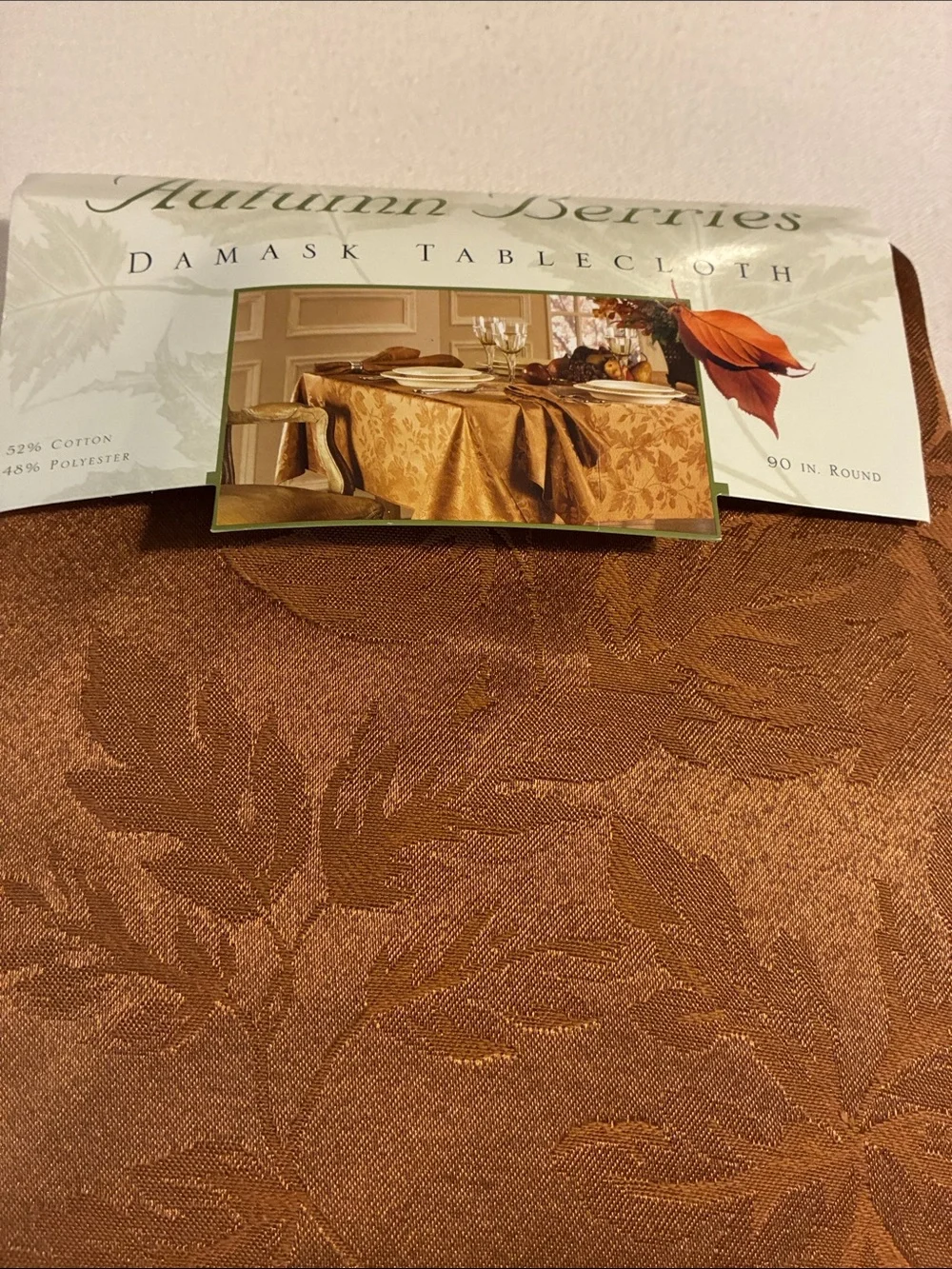 Damask Tablecloth - Copper Brown